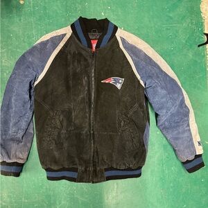 New England Patriots Vintage Suede Leather Jacket Men’s M Full